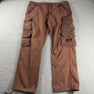 Decibel Distressed Cargo Jeans Pockets Orange Men’s Size 40 x 32